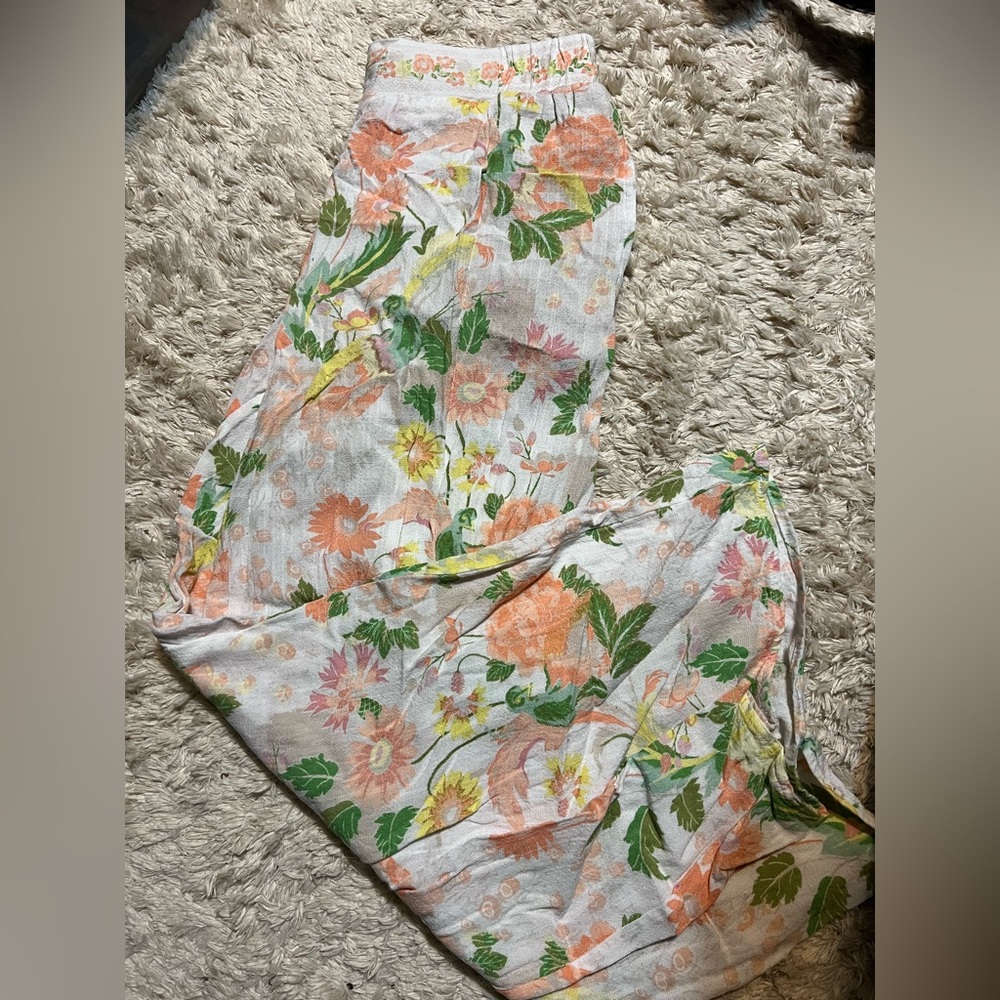 Rose & Olive Floral Pants, XS